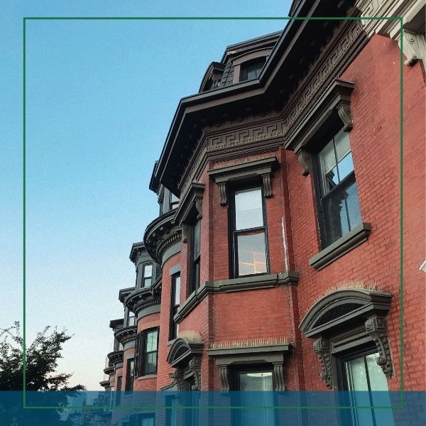 brick facade of a home in Boston