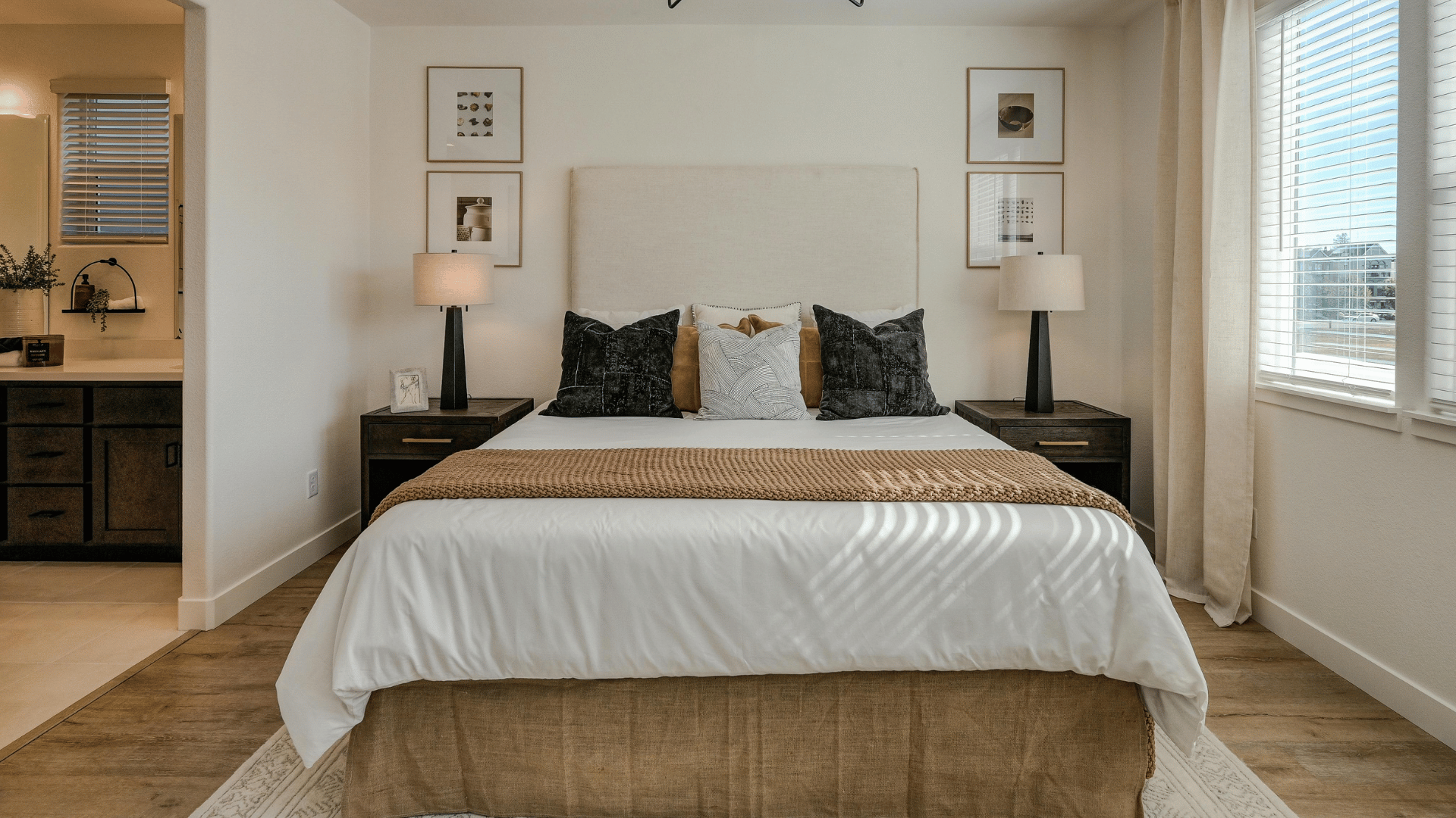 Bedroom after a deep cleaning, comfortable and pristine Bedroom after a deep cleaning, comfortable and pristine
