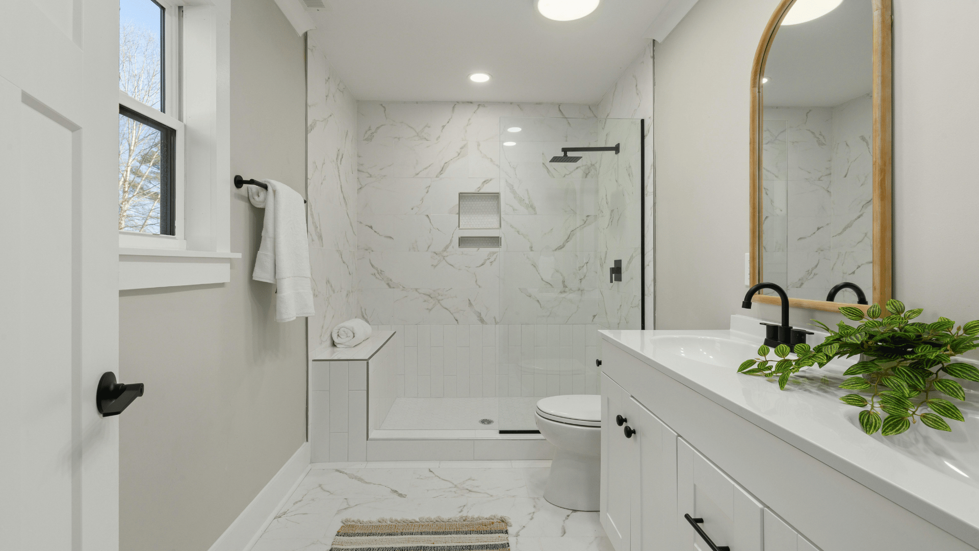 Bathroom, sanitized after a deep cleaning Bathroom, sanitized after a deep cleaning